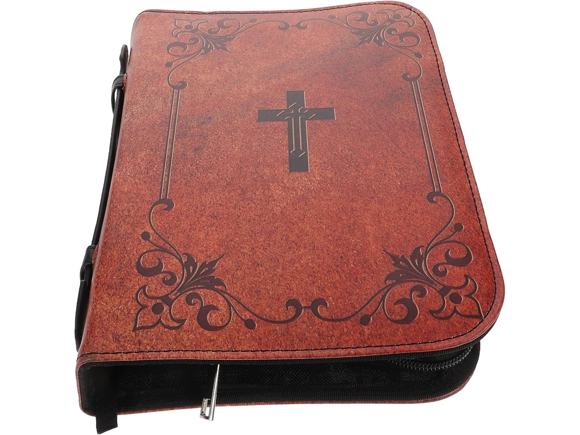 Estojo Bíblia Ganazono Com Alça, Capa Em Couro Pu Vintage Com Cruz, Protetor Portátil Livros Religiosos