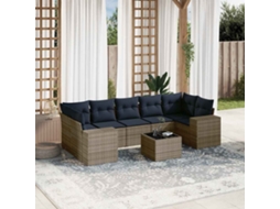 Vidaxl Conjunto De Sofá De Jardim Com 8 Peças E Almofadas Em Rattan Sintético Cinza