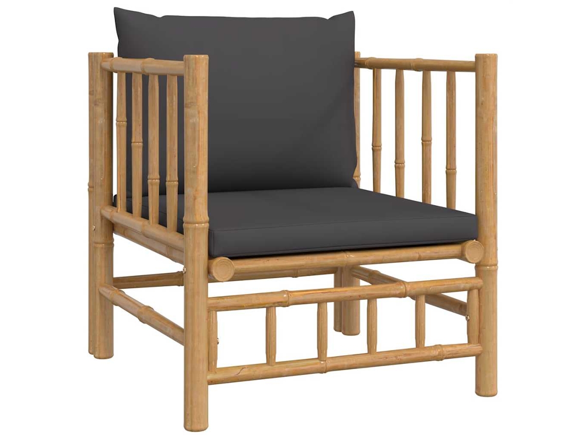 Maison Exclusive - Sofá De Jardim Com Almofadões Bambu Cinzento-escuro