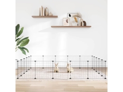 Vidaxl Gaiola P/ Animais De 20 Painéis C/ Porta 175x175x35 Cm Aço Preto