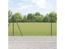 Vidaxl Cerca De Arame Soldado Com Base De Concreto 50 X 1,2 M Cinzento