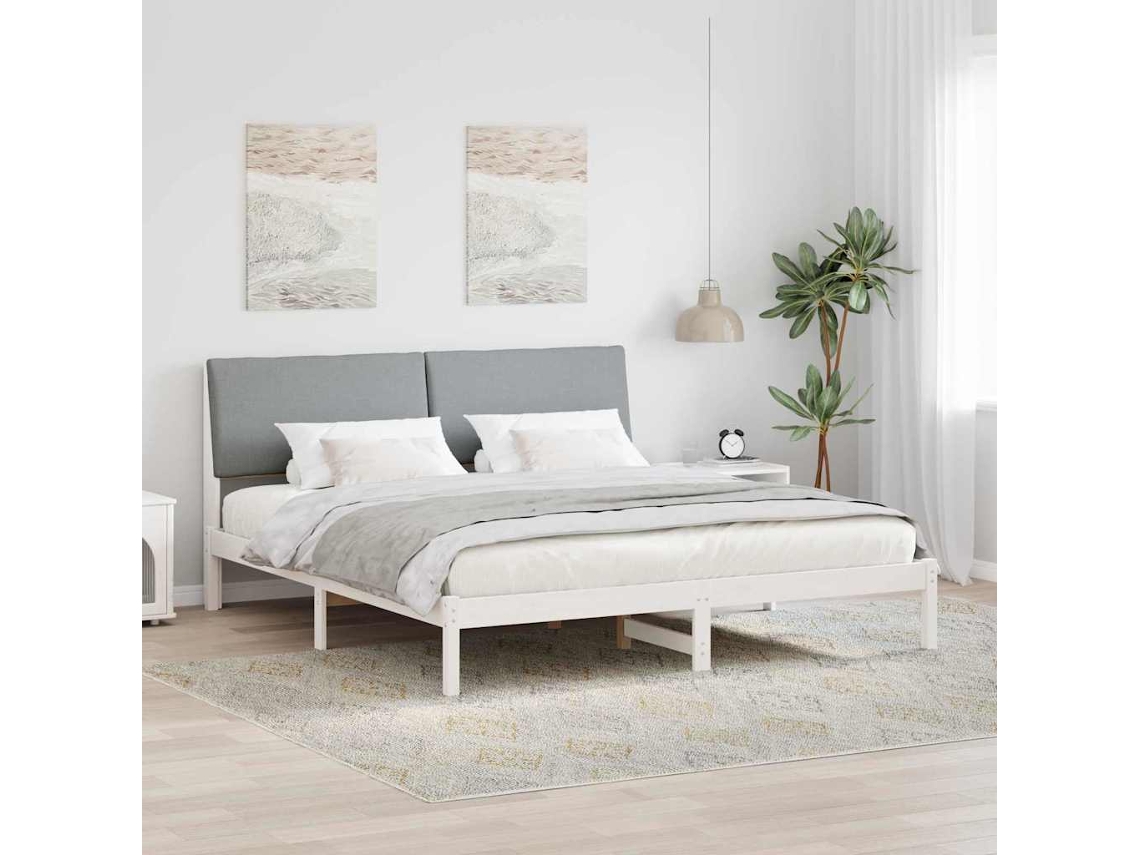 Vidaxl Estrutura Da Cama Branco E Cinza Claro 180 X 200 Cm
