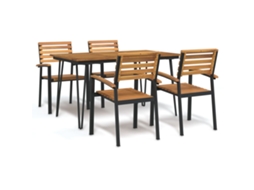 Vidaxl Conj. Jantar P/ Jardim 5 Pcs Madeira De Acácia Maciça E Metal