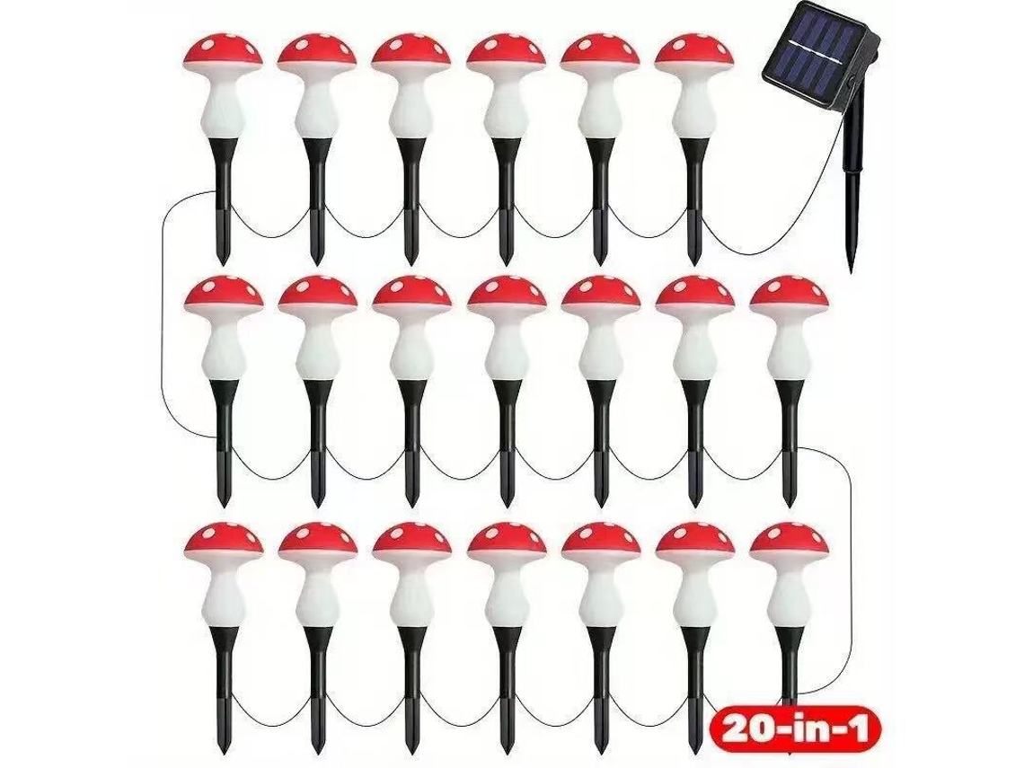 Luz Solar De Cogumelo Mini 20 Em 1, 8 Modos E Sensor De Luz - Eifson