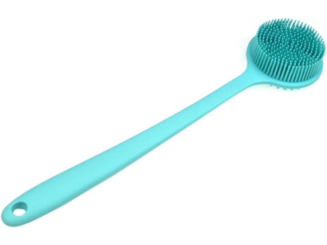 Escova De Banho Silicone, Escova De Chuveiro, Cabo Longo, Massagem Corporal, Banheiro Spa, Azul