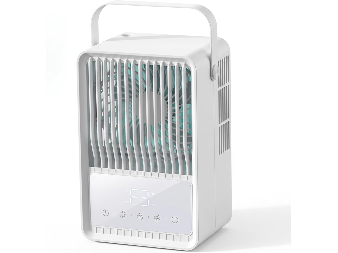 Ventilador De Mesa Pequeno Com Visor Led E Longa Duração Da Bateria.