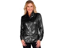 Traje ou camisa fashion preta com lantejoulas para mulher