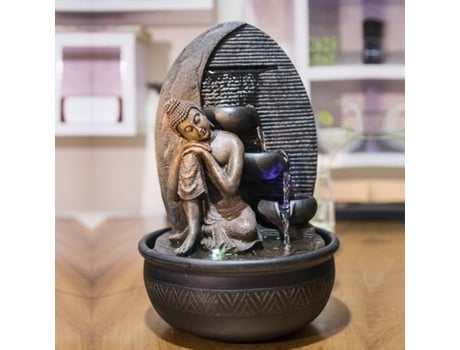 Fonte de Água ZEN'LIGHT Buda Grace (Preto - 26x40 cm - Resina)
