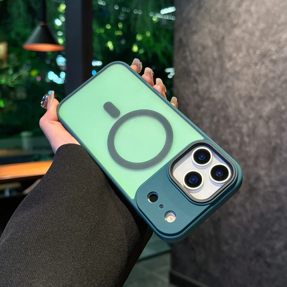 (verde Escuro, Iphone17 Pro) Caso De Telefone Acrílico Fosco Translúcido, À Prova De Choque, Suporta Carregamento Sem Fio De Sucção Magnética
