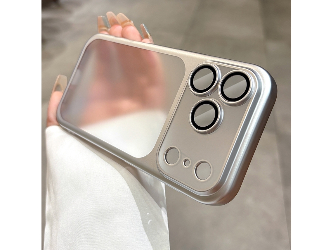 Capa Transparente Premium Para Iphone 18 Pro Com Moldura Eletroplateada, Protetor De Câmara Prata Hibbent