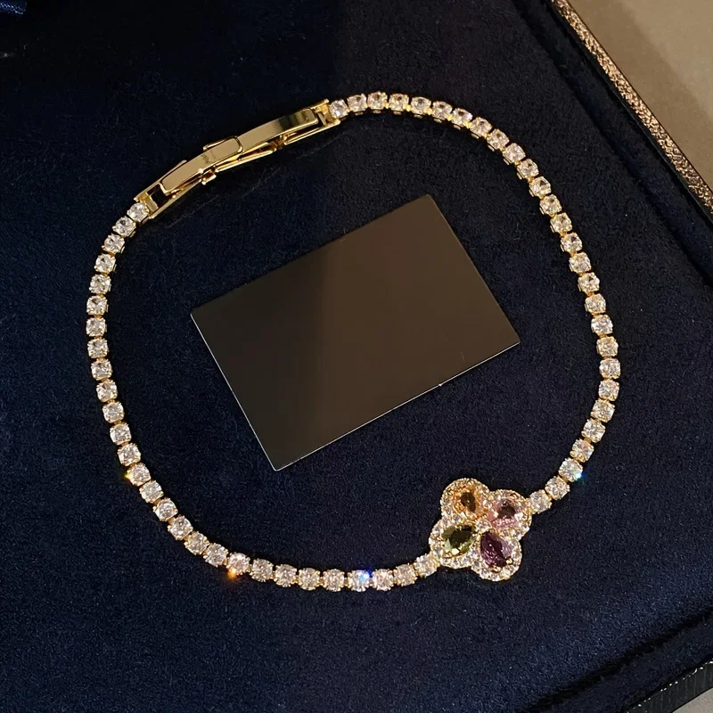 Pulseira De Tênis Com Cristais Brilhantes (dourada), Joia Para Casamento, Festa Ou Formatura.
