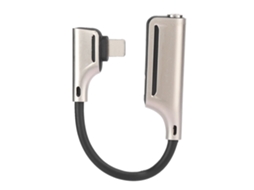 Mali adaptador Carregador Fone de Ouvido 2 em 1 com Entrada 3.5mm para Ios Prata Plug And Play Ligação Rápida