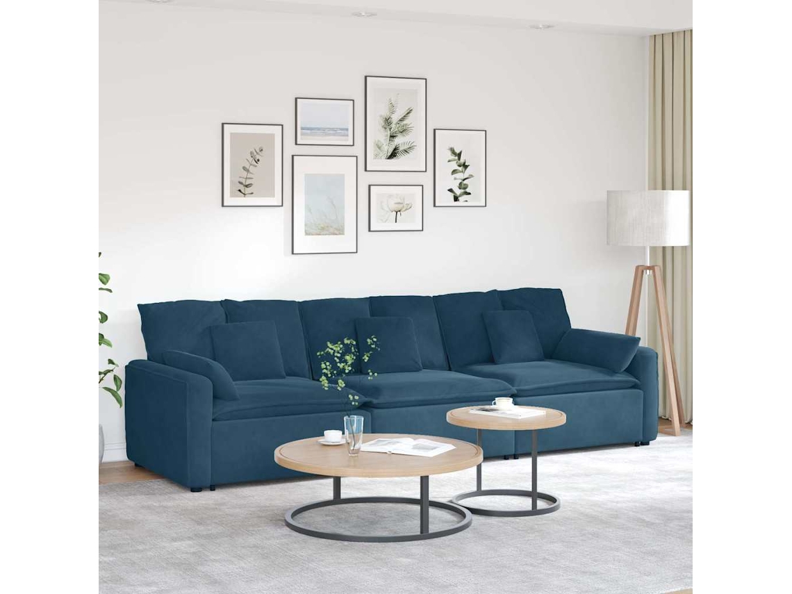 Vidaxl Sofá Modular Com Almofadas Azul