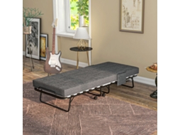 Cama Dobrável, Colchão, 4 Rodas, Estrutura De Metal, Até 150 Kg, 190 X 80 X 42 Cm, Cinza Escuro