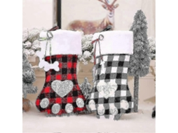 Conjunto De 2 Meias De Natal Para Ces E Gatos, Estampa Xadrez Bfalo Com Patas Grandes. Hengjian
