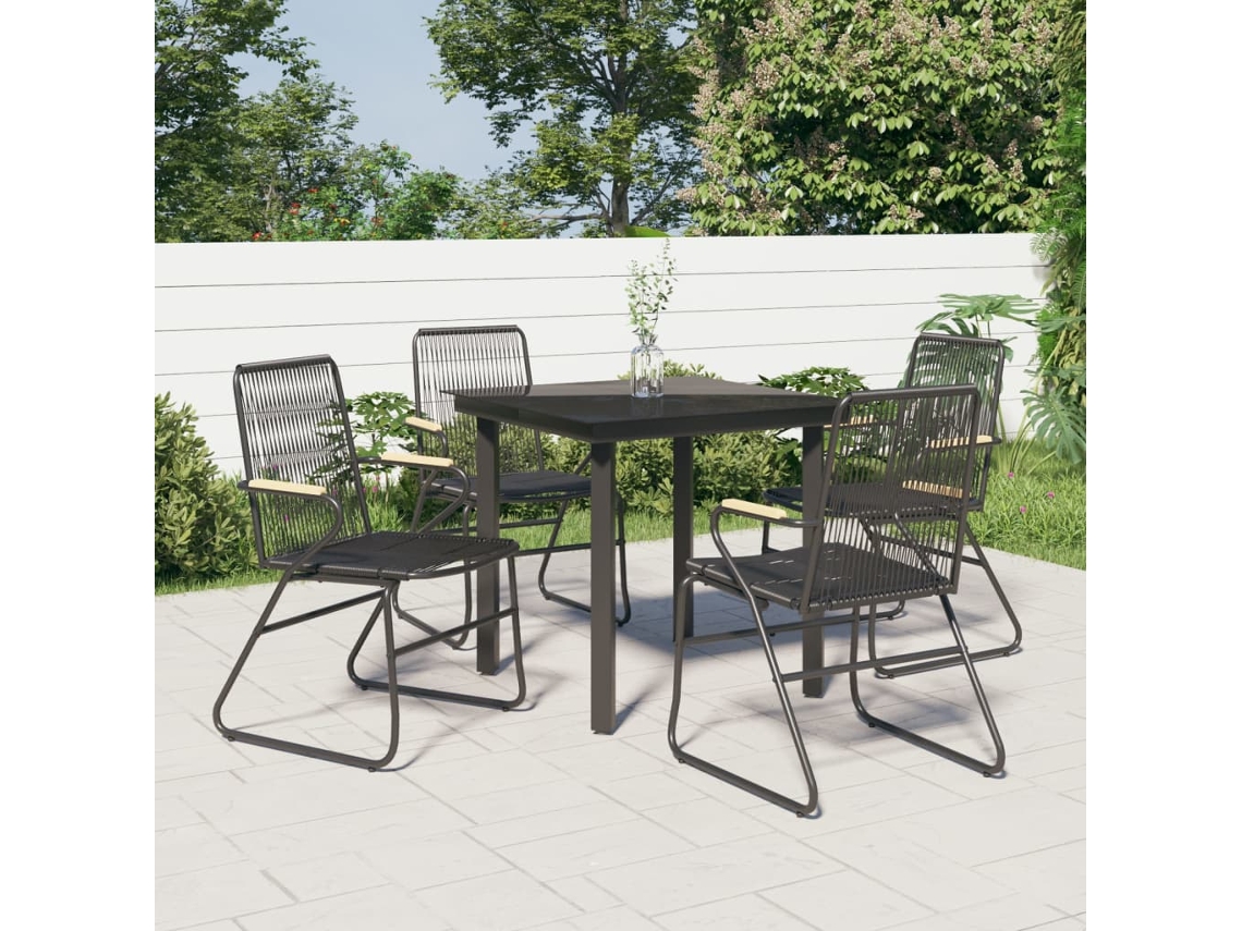 Vidaxl Conjunto De Jantar Para Jardim 5 Pcs Vime Pvc Preto