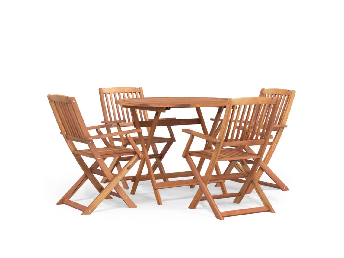 Conjunto 5 de jantar para jardim VIDAXL Marrom Madeira de acácia (90x75 cm)