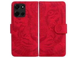 Capa De Couro Para Celular Com Estampa De Tigre Em Relevo