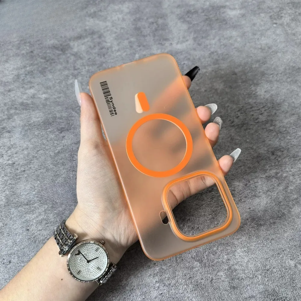 (orange, Xiaomi 14) Capa Magnética Fosca Semitransparente Para Celular, Compatível Com Magsafe, Capa Protetora À Prova De Choque.