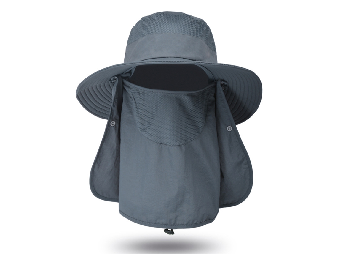 Chapéu De Sol Com Capa Facial E Cervical Removível Aba Larga