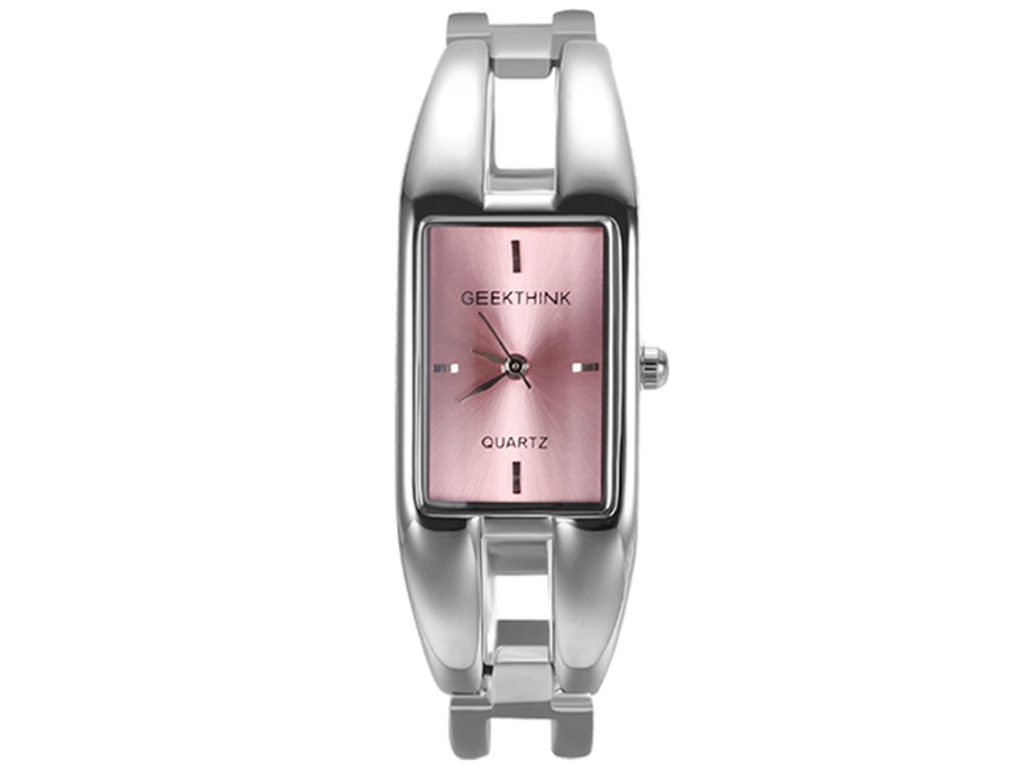 Relógio de Pulso Feminino Geekthink Quadrado Analógico de Quartzo Moda Leisure Rosa