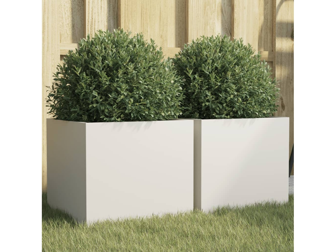Vidaxl Vasos/floreiras 2 Pcs 32x30x29 Cm Aço Branco