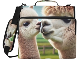 Estojo Organizador Lhama Alpaca, Pasta Com 3-argolas E Zíper, Poliéster Resistente À Água Escola E Trabalho
