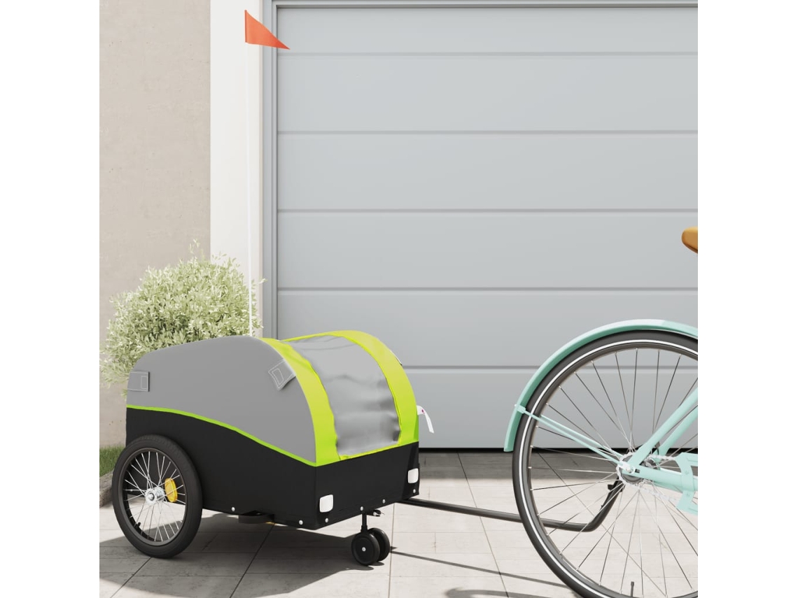 Vidaxl Reboque Para Bicicleta 30 Kg Ferro Preto E Verde