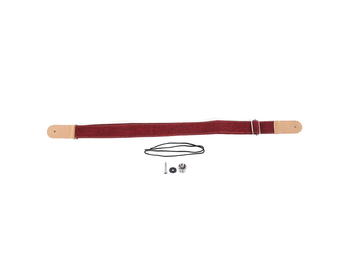 Cinto Ajustável para Ukulele em Algodão e Linho com Fivela Deslizante, Vermelho AQUAFORGE