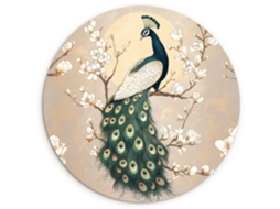 O Quadro Pavão - Ramo - Flores 60x60 Cm