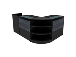 Conjunto De Balces Comerciais Eclipse | Preto | Lm60 2xc900 Tb60 | Mdf E Vidro Temperado | Prateleiras E Portas Monstershop