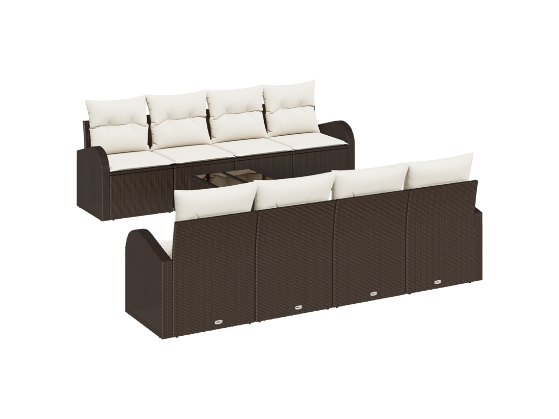 Conjunto 9 Móveis Para Exterior Vidaxl Castanho Vime Pe (55 X 55 X 37 Cm)