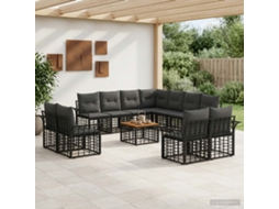 Vidaxl Conjunto De Sofás Para Exterior 12 Pcs Preto E Cinza Escuro