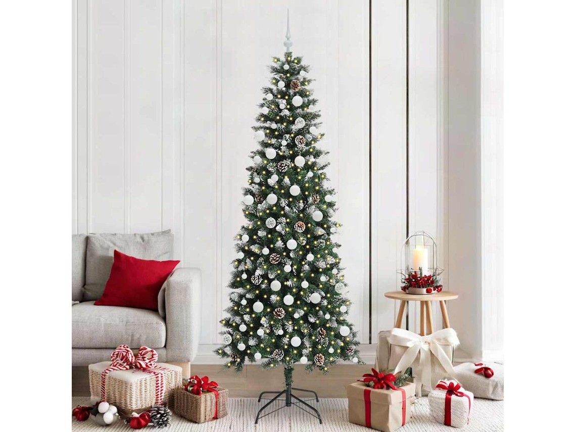 Vidaxl Árvore De Natal Artificial Verde 210 Cm Pvc, Plástico E Aço