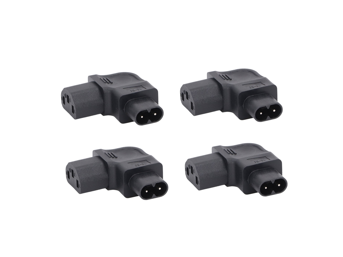 4 Adaptadores de Corriente Iec320 C8 a C13 de Ángulo Recto de 90 Grados, 250 V, 2500 W, Pvc