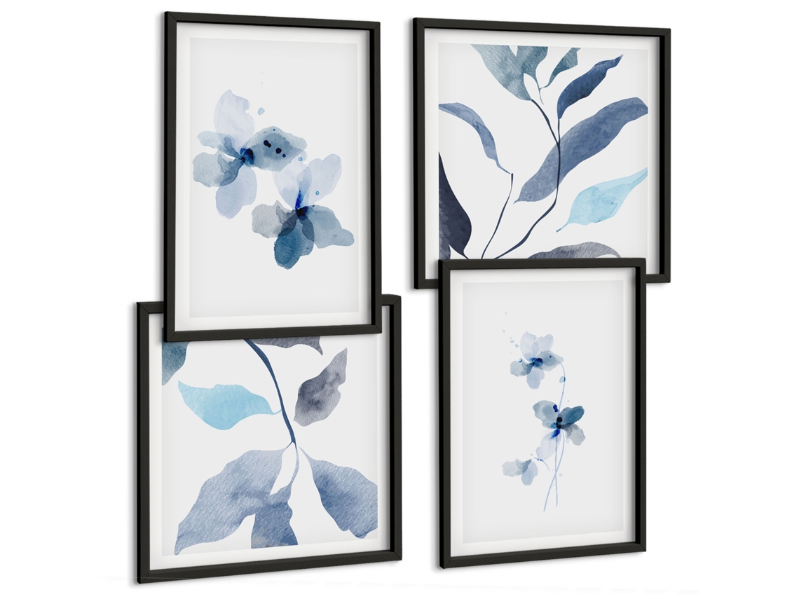 Conjunto De Pinturas Desenhos Coloridos De Cidades Europeias Moldura Preta Quadros Para O Escritório Espelharte (conjunto De 4 Imagens)