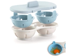Panela Para Cozinhar Ovos No Micro, Ondas 22* 11* 8 Cm Com 2 Compartimentos, Panela De Cobre Para Ovos Poché, Utensílios De Cozinha, Azul Yu