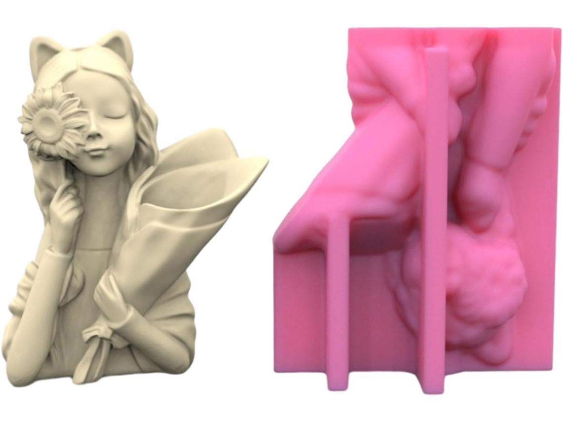 Molde De Silicone Para Vasos De Flores De Resina E Silicone Para Meninas