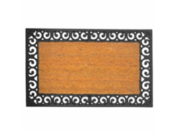 Capacho De Fibra De Coco Com Base Pvc Natural E Preto
