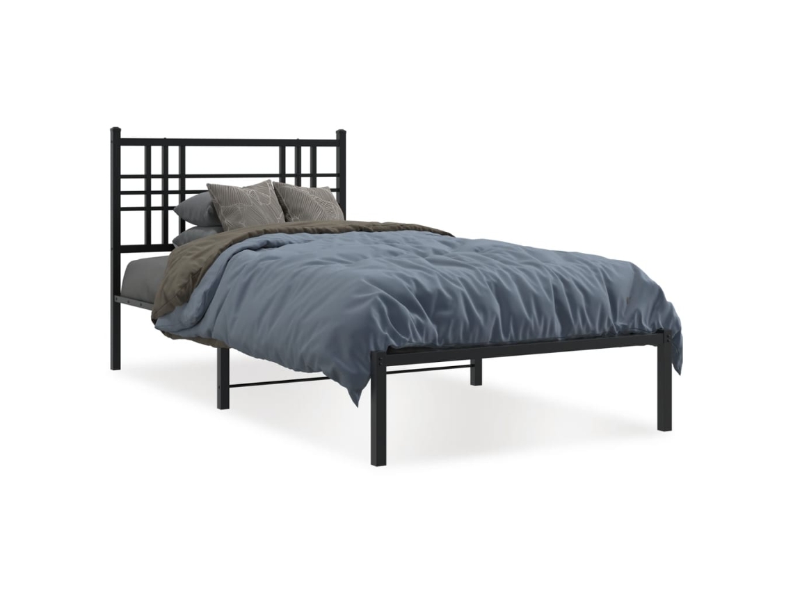 Bed Frame, Bed Frames Vidaxl Preto Aço (90 X 190 Cm)
