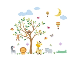 Autocolantes De Parede De Animais Da Floresta E Árvore Grande, Ramos, Vidro, Janela, Decoração Sala De Estar Quarto Adesivos Desenhos Animados
