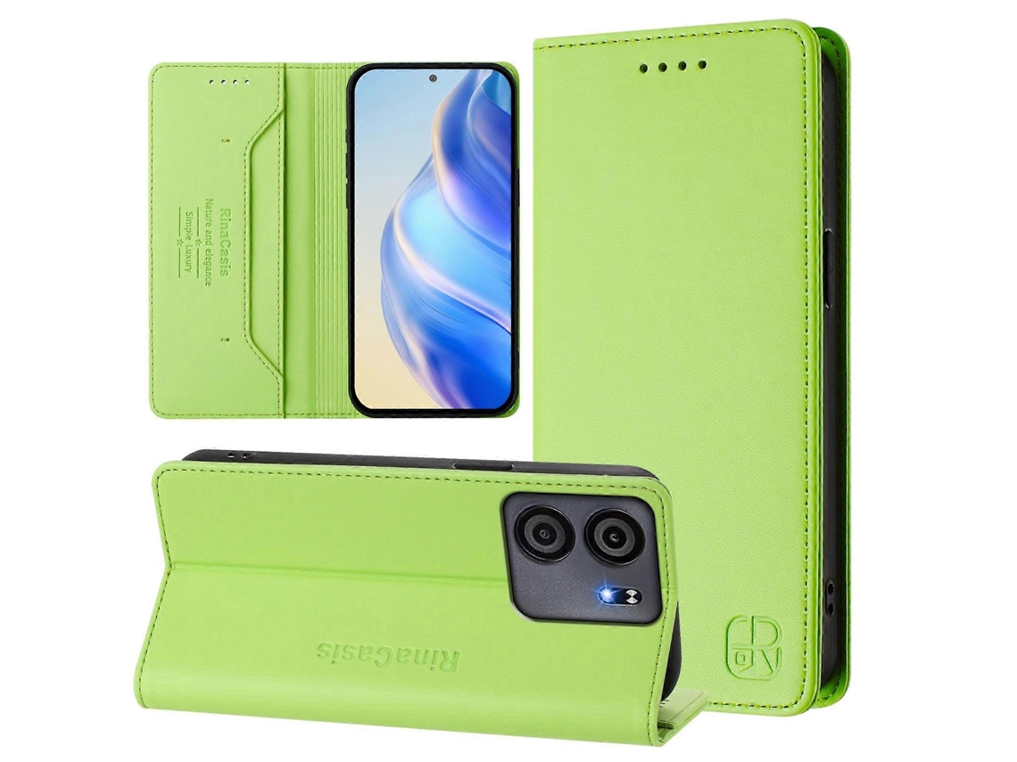 Capa De Couro Para Celular Rc01 Com Dupla Dobra Magnética E Rfid