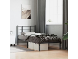 Estrutura De Cama Com Cabeceira 90x190 Cm Metal Preto