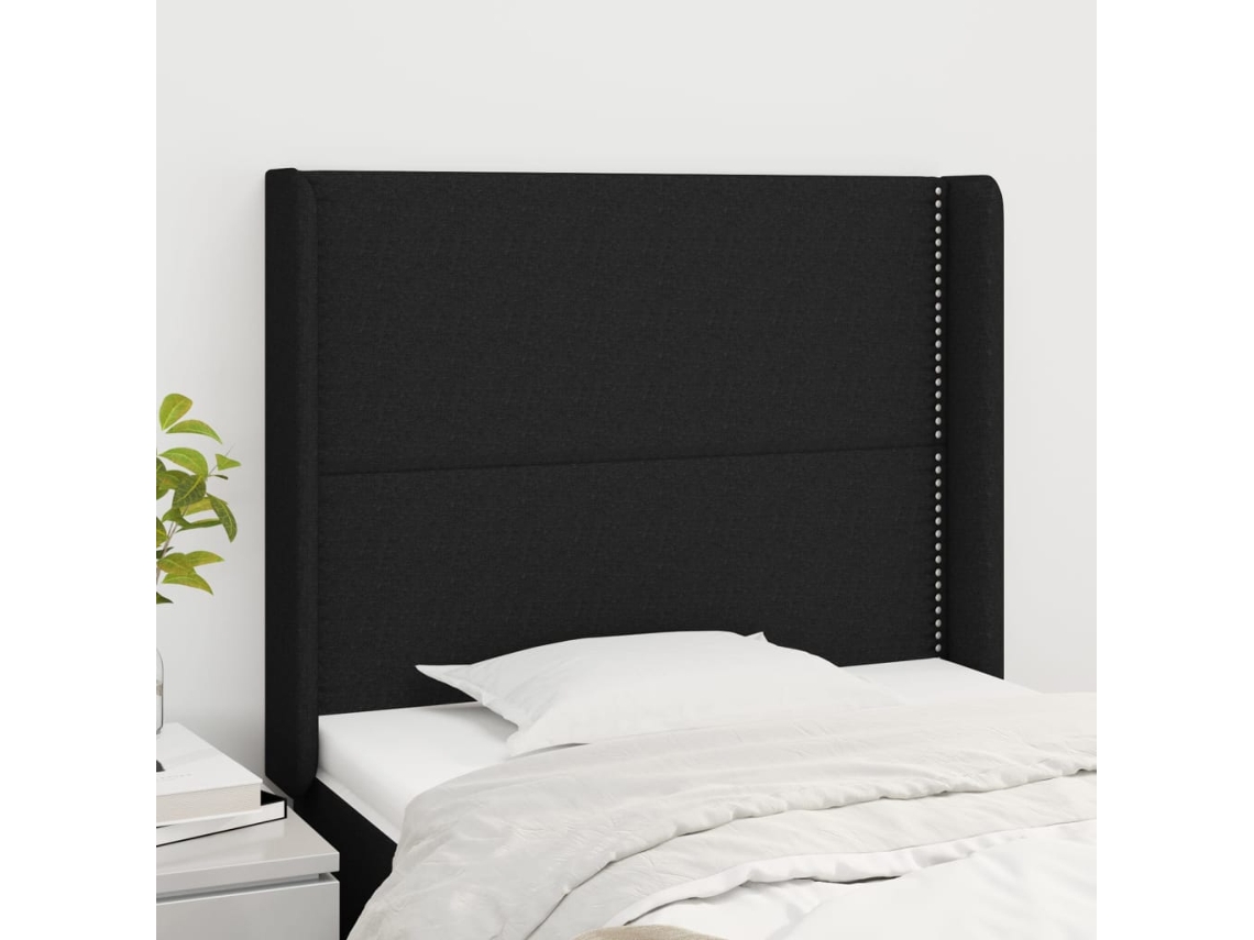 Cabecero con Alas de Tela 83x16x118/128 Cm Negro