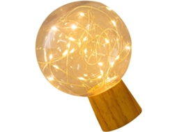 Luminária Noturna Led Usb Planet, Compacta, Em Plástico E Madeira,