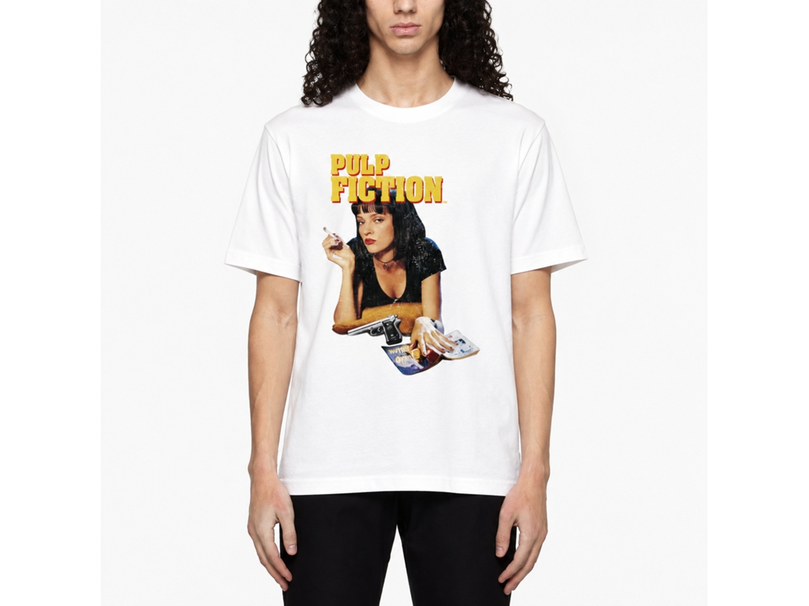 Rockinstone Men's T-shirt Pulp Fiction Vintage Mia Wallace Graphic Print Tee White Size:s