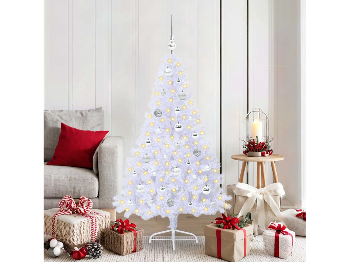 Vidaxl Árvore De Natal Artificial Com 150 Leds Branco 150 Cm Pvc E Aço