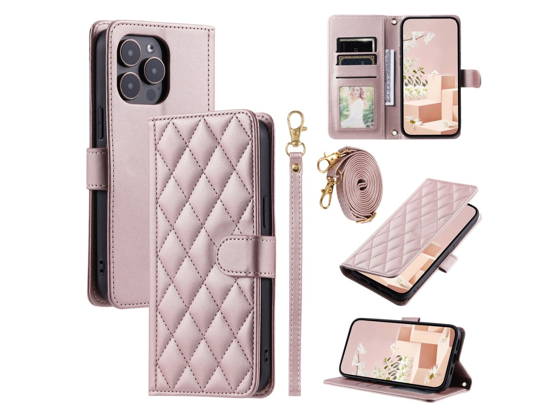 Capa Pega Para Iphone 14 Pro Pele Sintética Rosa
