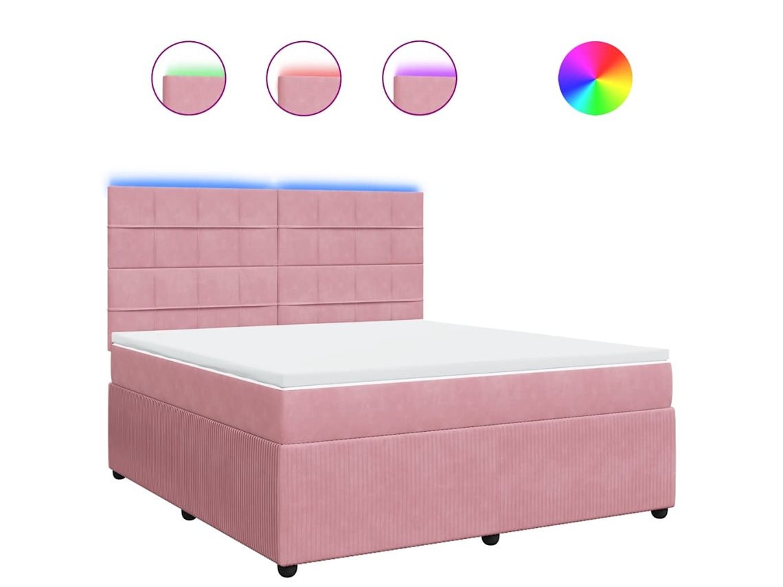 Cama com Molas/colchão 180x200 Cm Veludo Rosa MAISON EXCLUSIVE