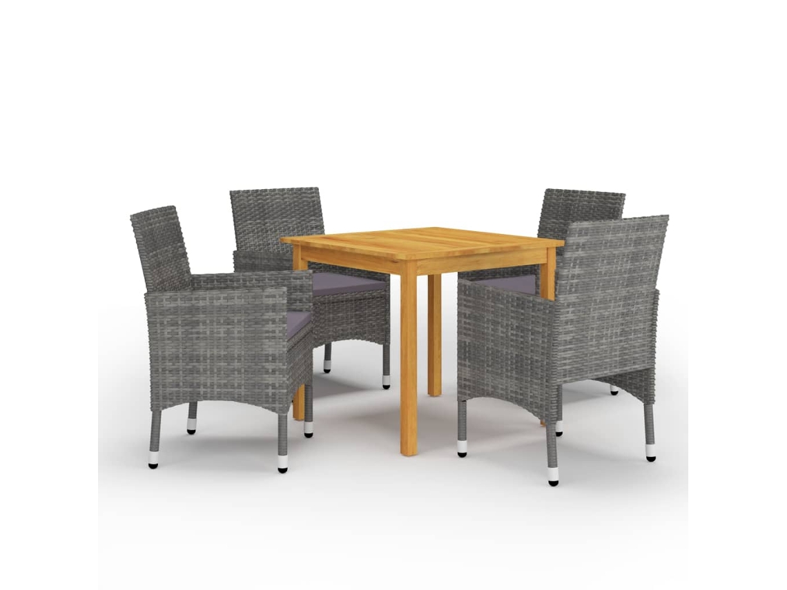 Vidaxl 5 Pcs Conjunto De Jantar Para Jardim Cinzento